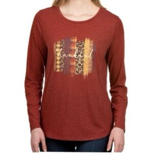State of Mind Long Skeeve Thankful Shirt- Size L